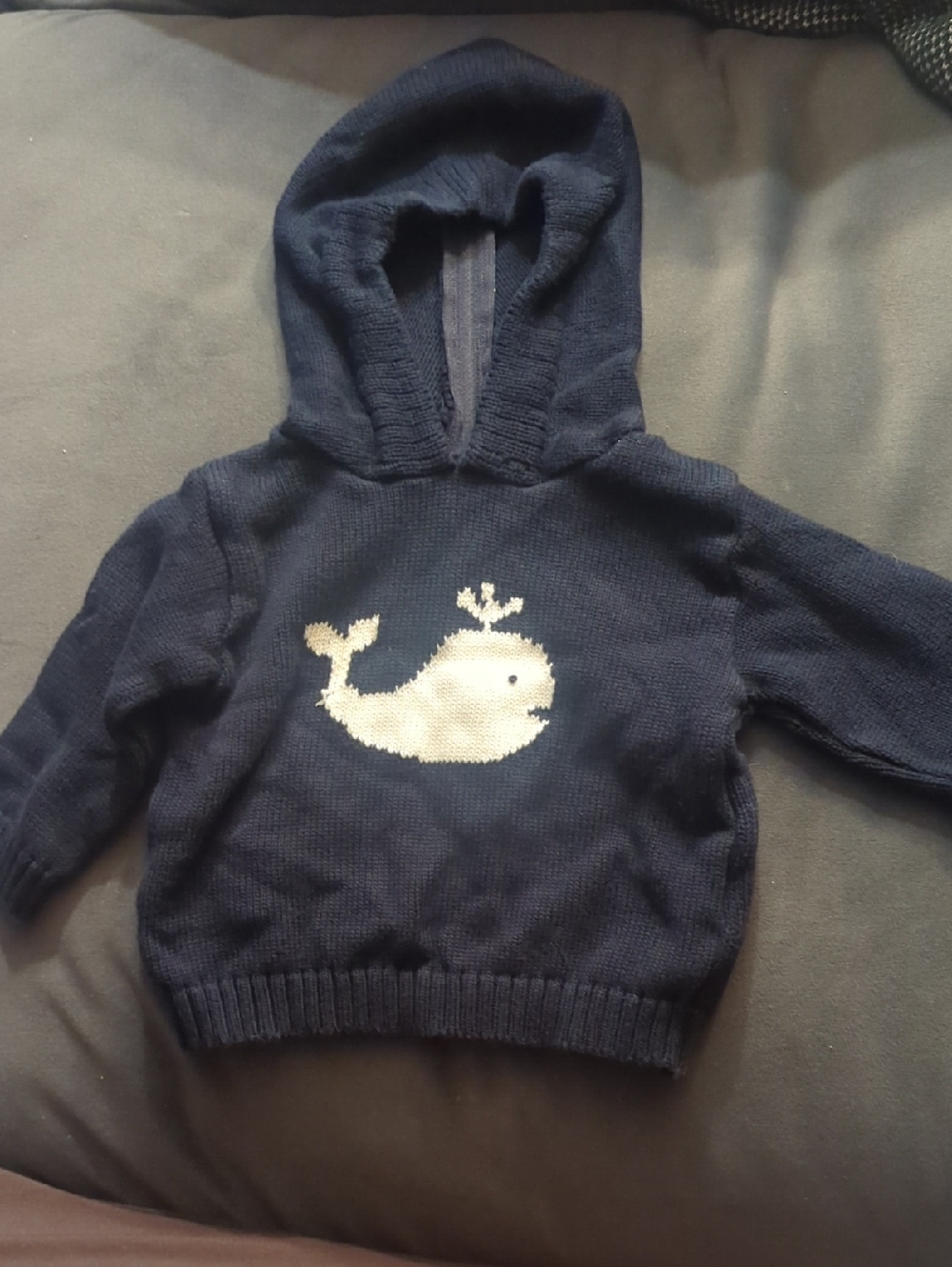 Navy Whale Hooded Sweater - Kids